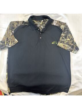 Fishouflage Black Walleye Camo Graphic Performance Polo Shirt Fishing Mens XXL